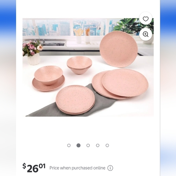 Mainstay Pink 12pc, and red 4pc Dinnerware sets - Picture 1 of 5